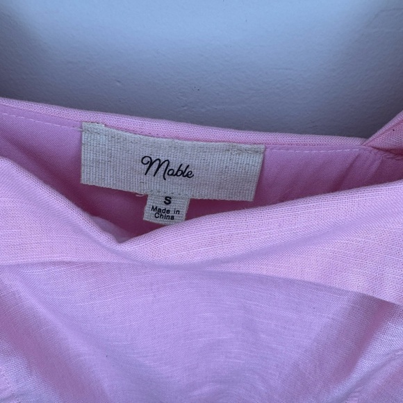 Mable Pink Bow Shoulder Linen Blend Dress size small - Picture 6 of 10